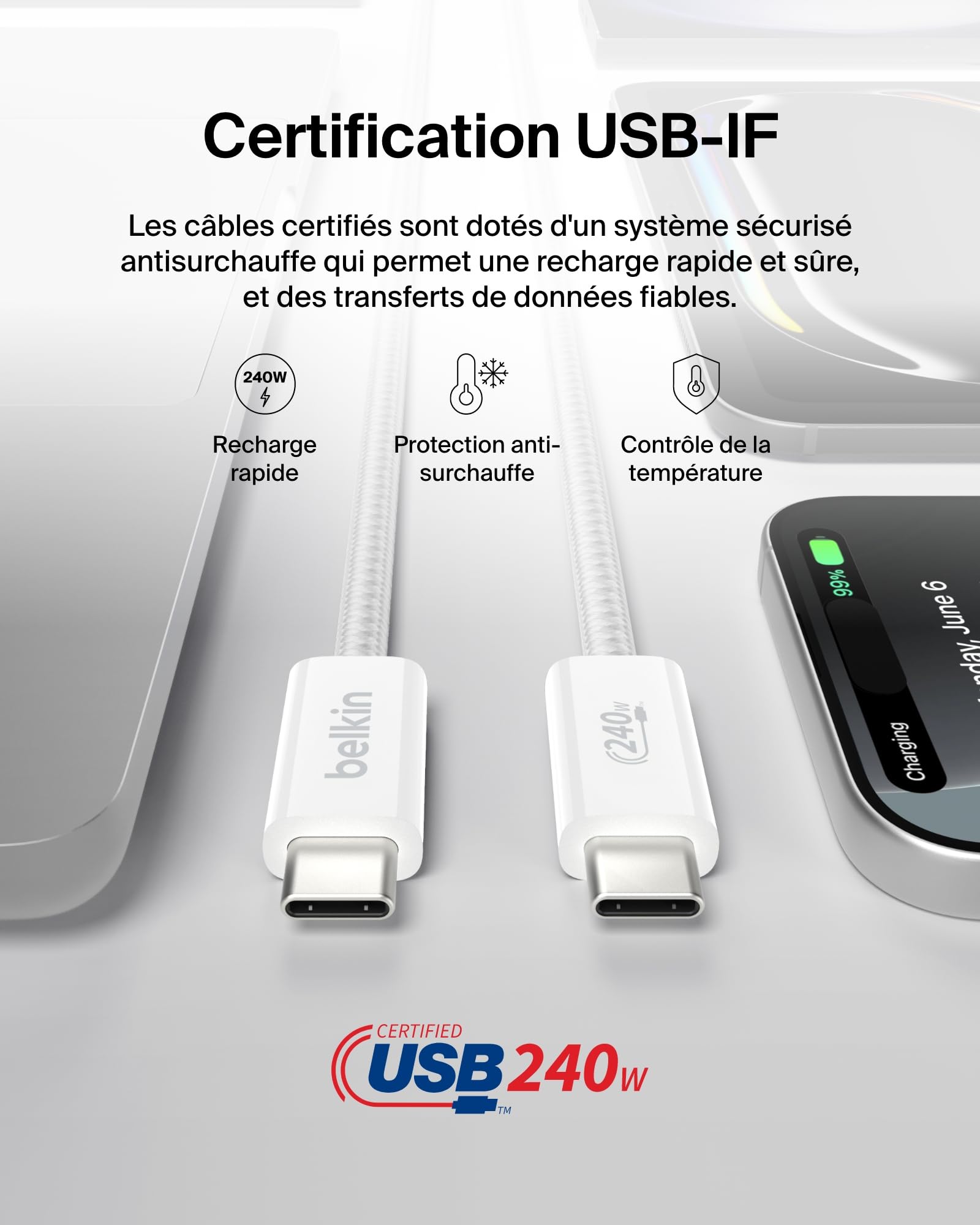 belkin-boostcharge-c-bles-usb-c-vers-usb-c-240w-avec-gaine-tress-e-2x1-5m-blanc image 6