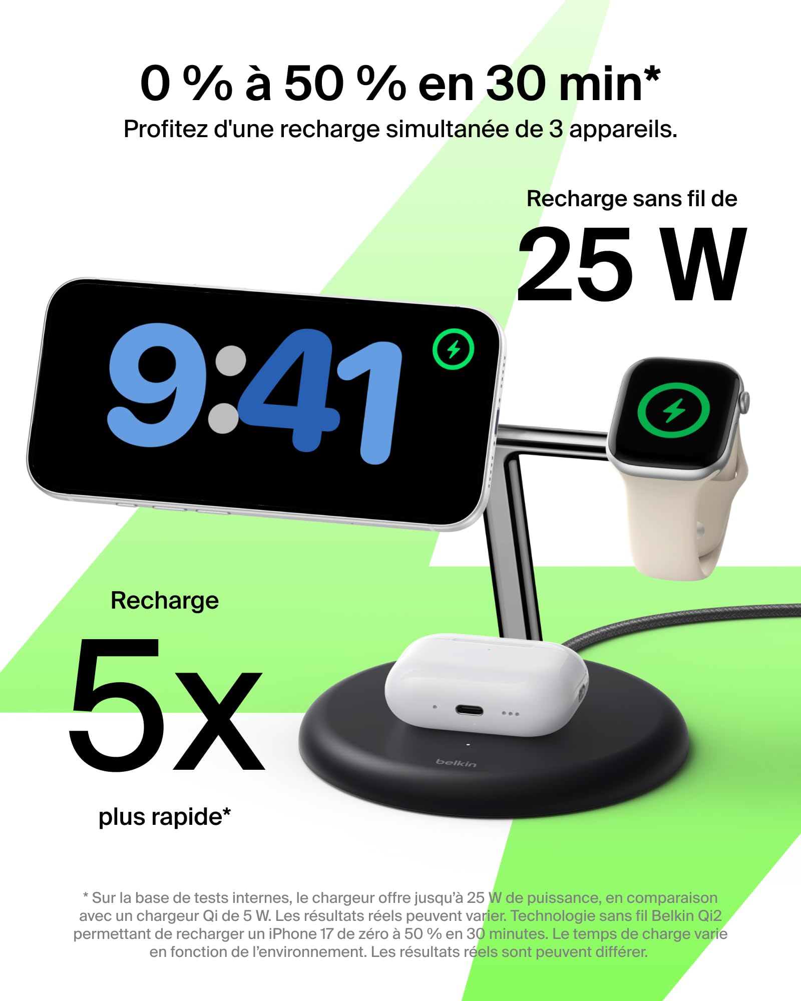 belkin-ultracharge-station-de-recharge-sans-fil-3-en-1-25-w-chargeur-magn-tique- image 2