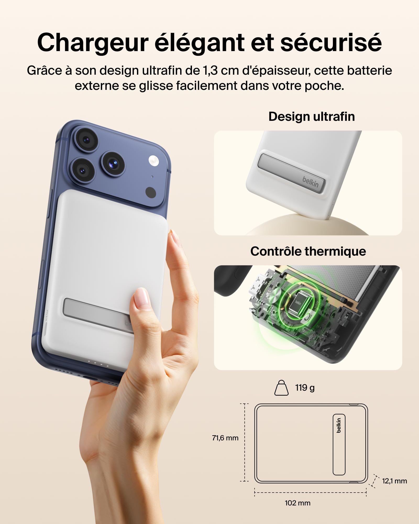 belkin-boostcharge-batterie-externe-qi2-15-w-magn-tique-5-000-mah-avec-b-quille- image 2