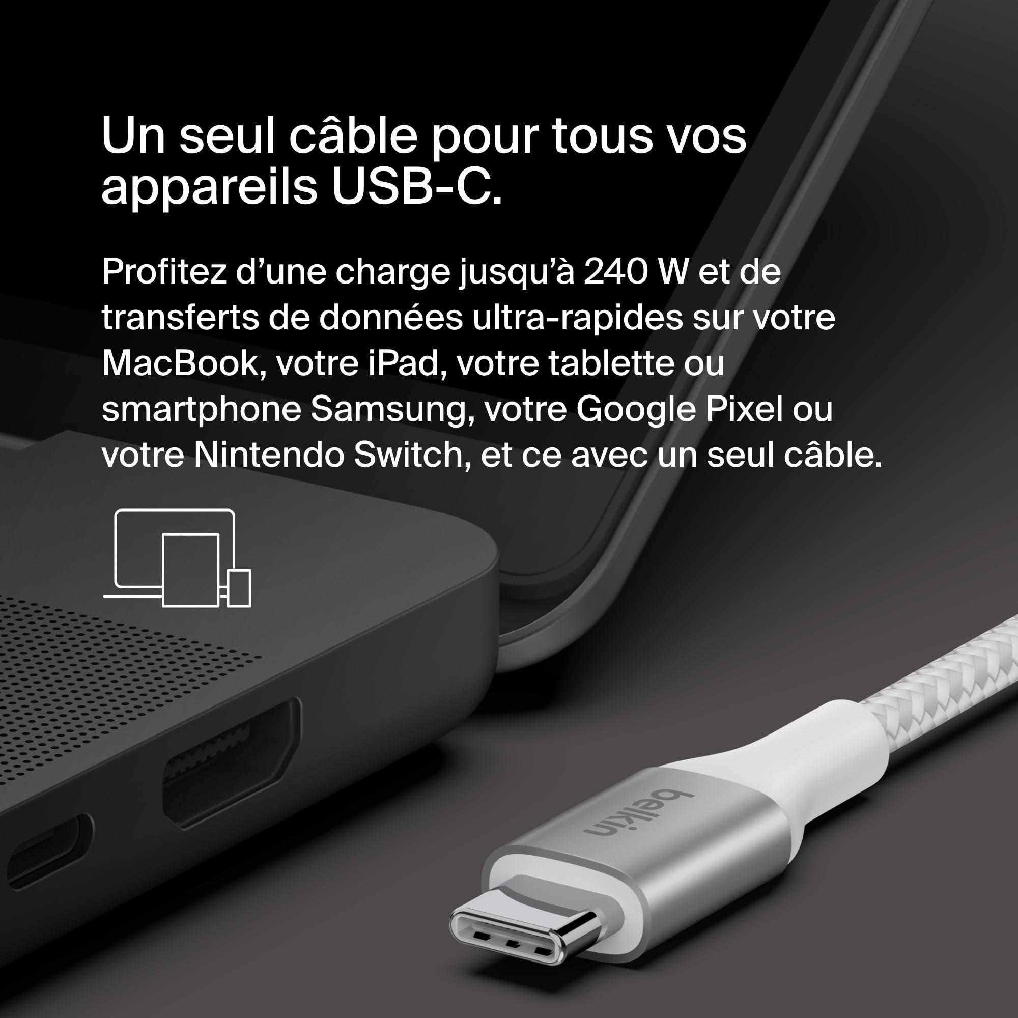 belkin-boostcharge-c-ble-usb-c-vers-usb-c-240-w-1-m-gaine-tress-e-blanc image 6