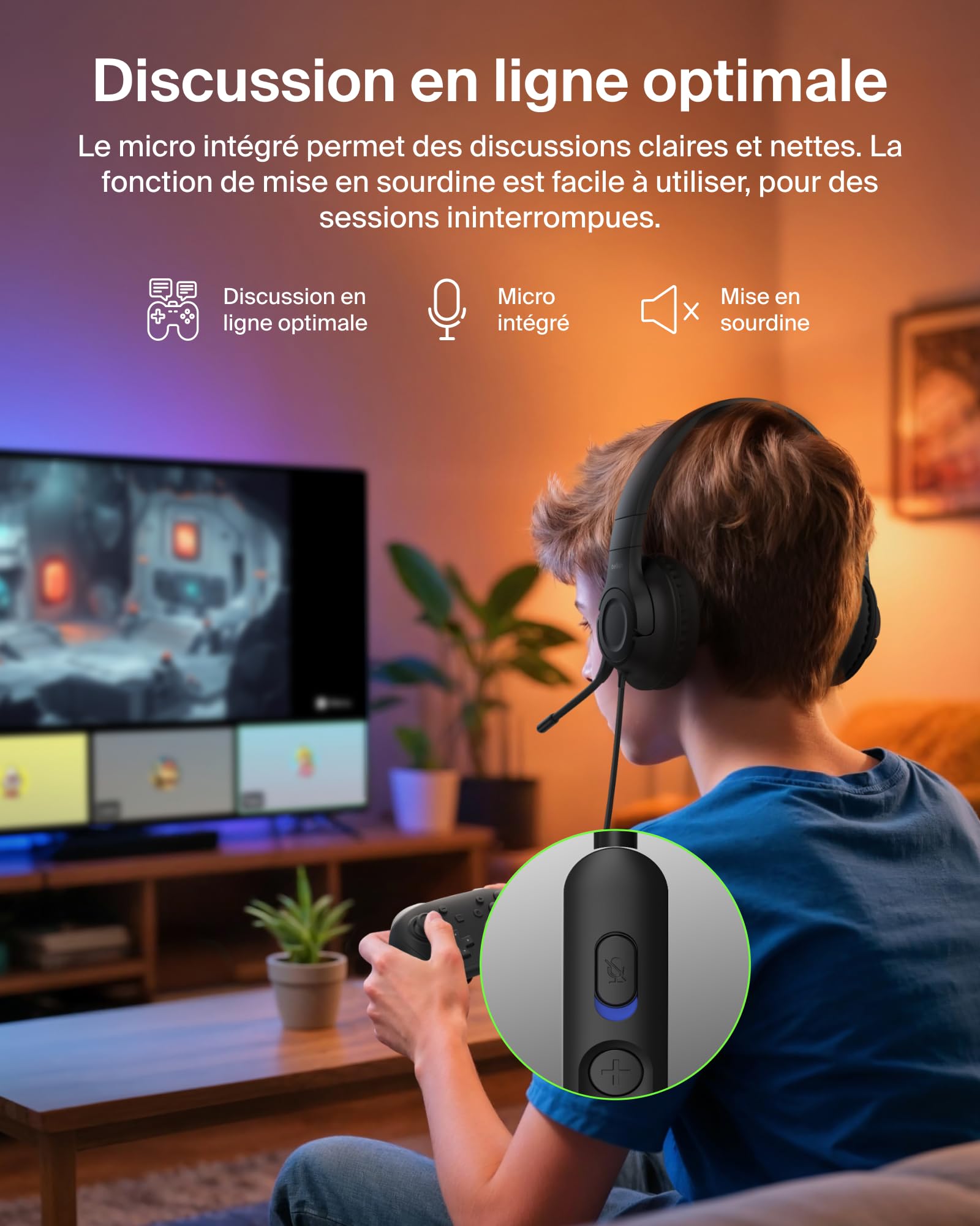 belkin-gaming-casque-audio-filaire-inspire-pour-enfants-usb-c-limiteur-85-db-noi image 5