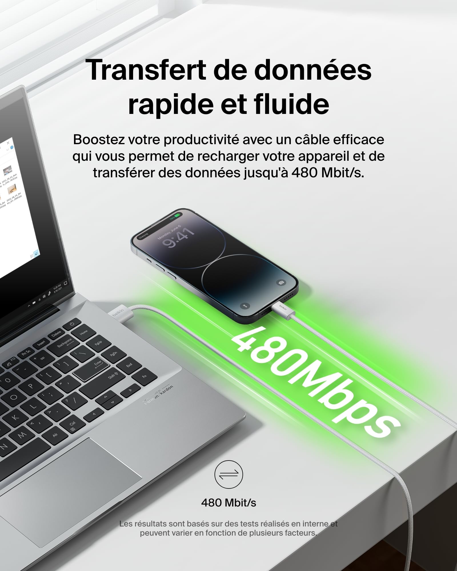 belkin-boostcharge-c-ble-usb-a-vers-lightning-1-5-m-gaine-tress-e-charge-rapide- image 6