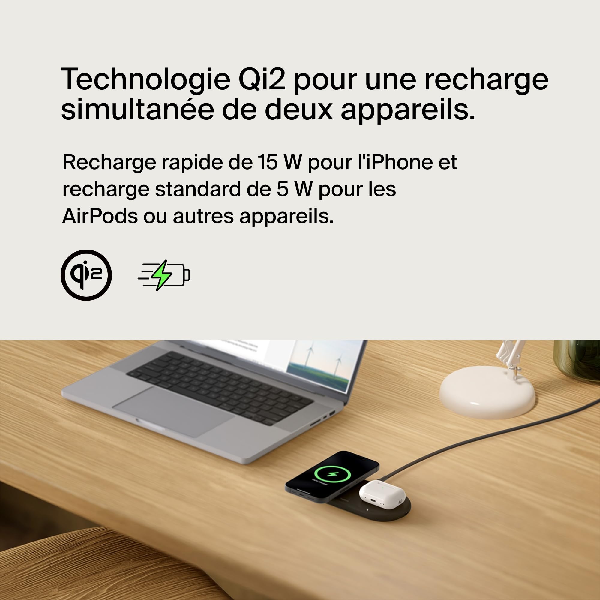belkin-boostcharge-pro-station-de-recharge-2-en-1-qi2-15-w-avec-magsafe-pour-iph image 2