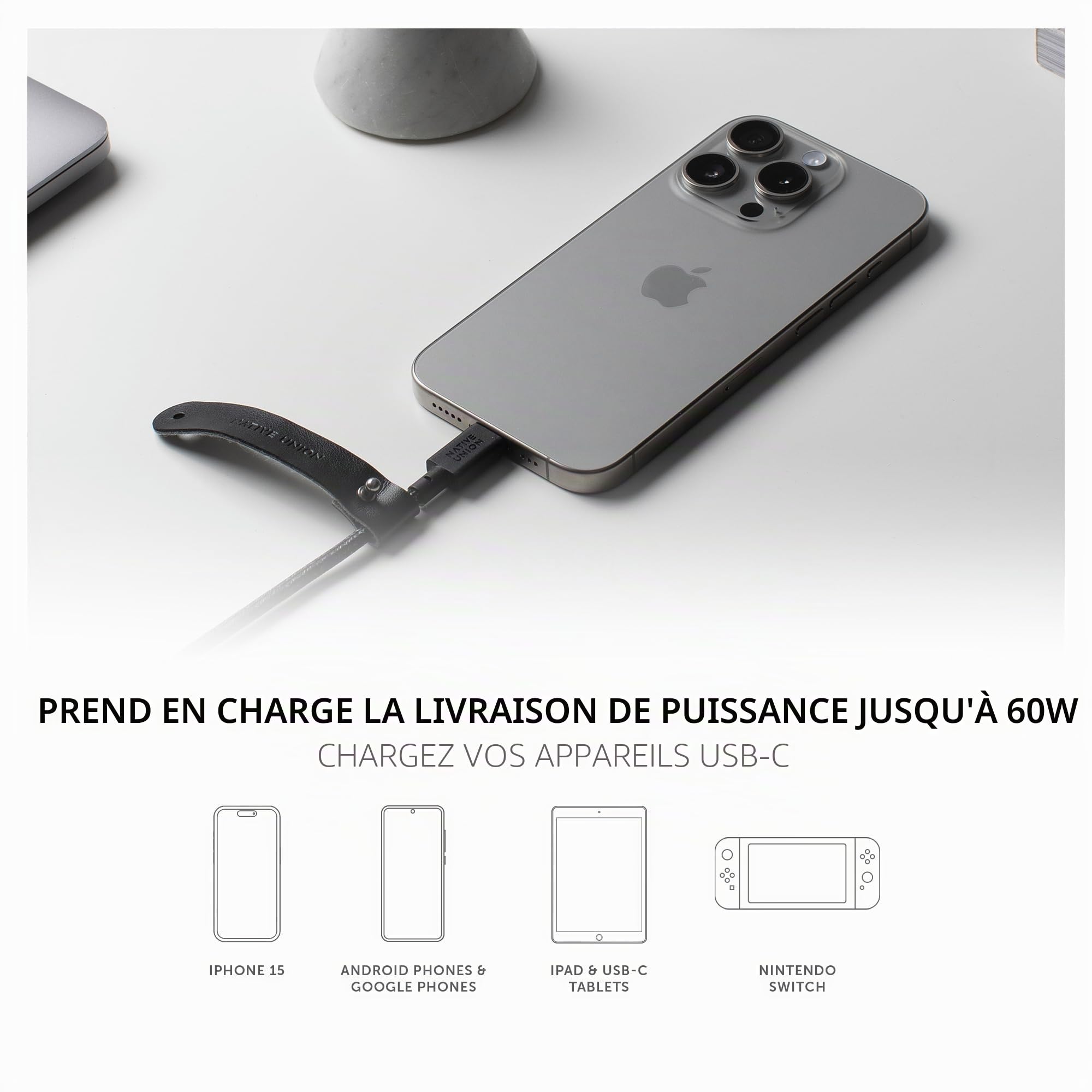 native-union-c-ble-ceinture-usb-c-vers-usb-a-1-2m-4ft-avec-dragonne-en-cuir-cosm image 2