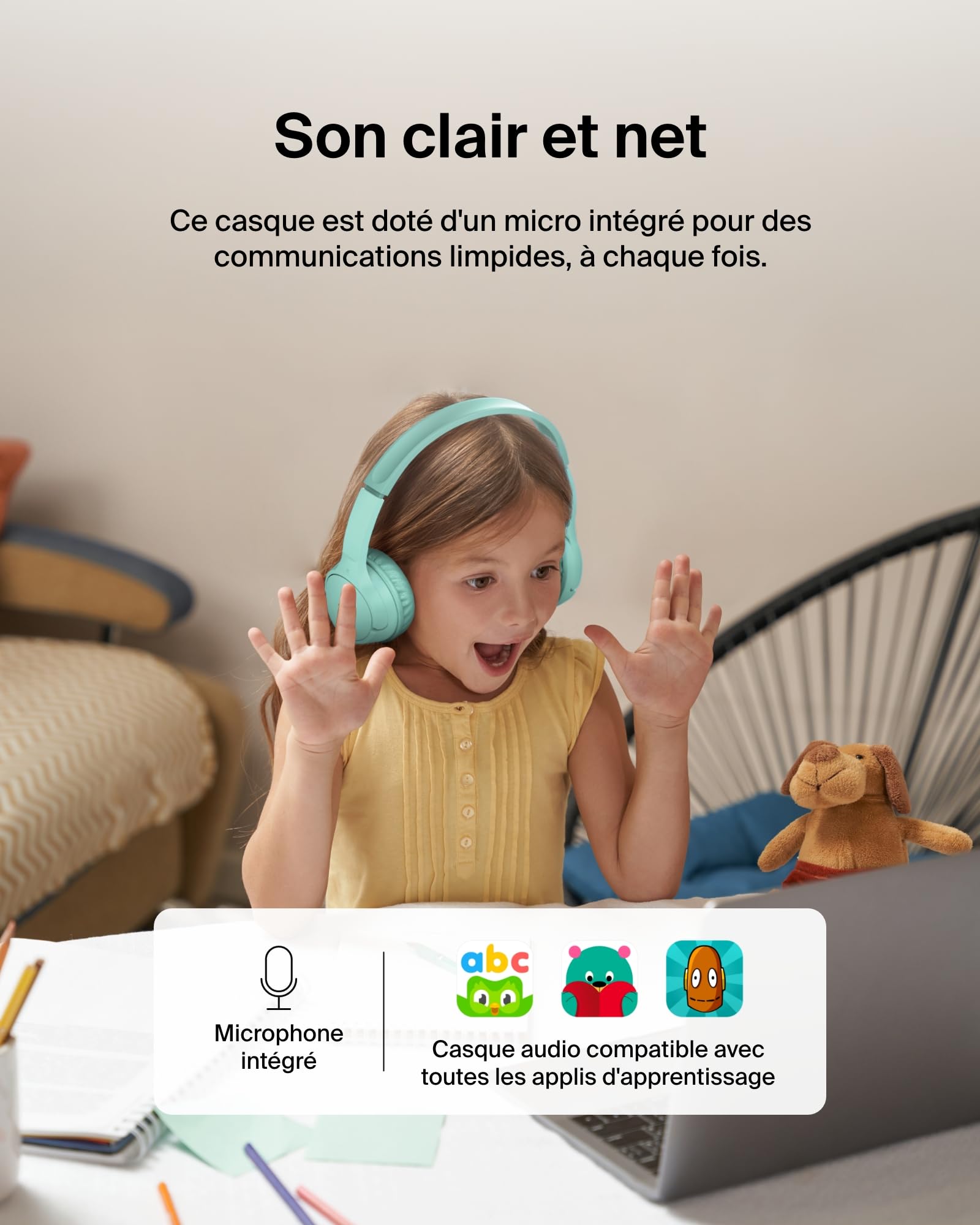 belkin-soundform-mini-casque-audio-sans-fil-pour-enfants-avec-micro-int-gr-vert image 6