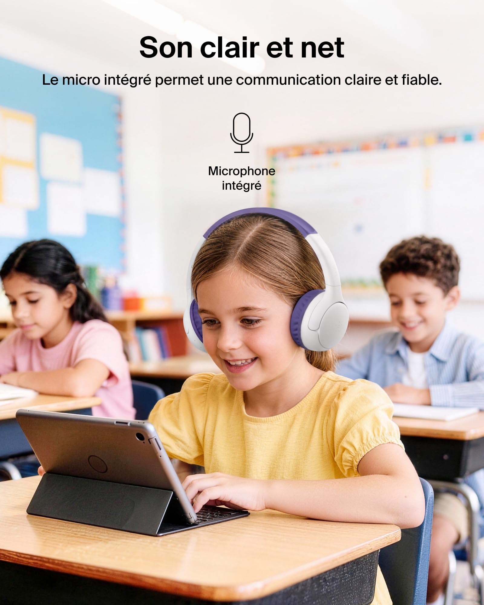 belkin-soundform-mini-2-casque-audio-sans-fil-pour-enfants-bluetooth-55-h-d-auto-2 image 7