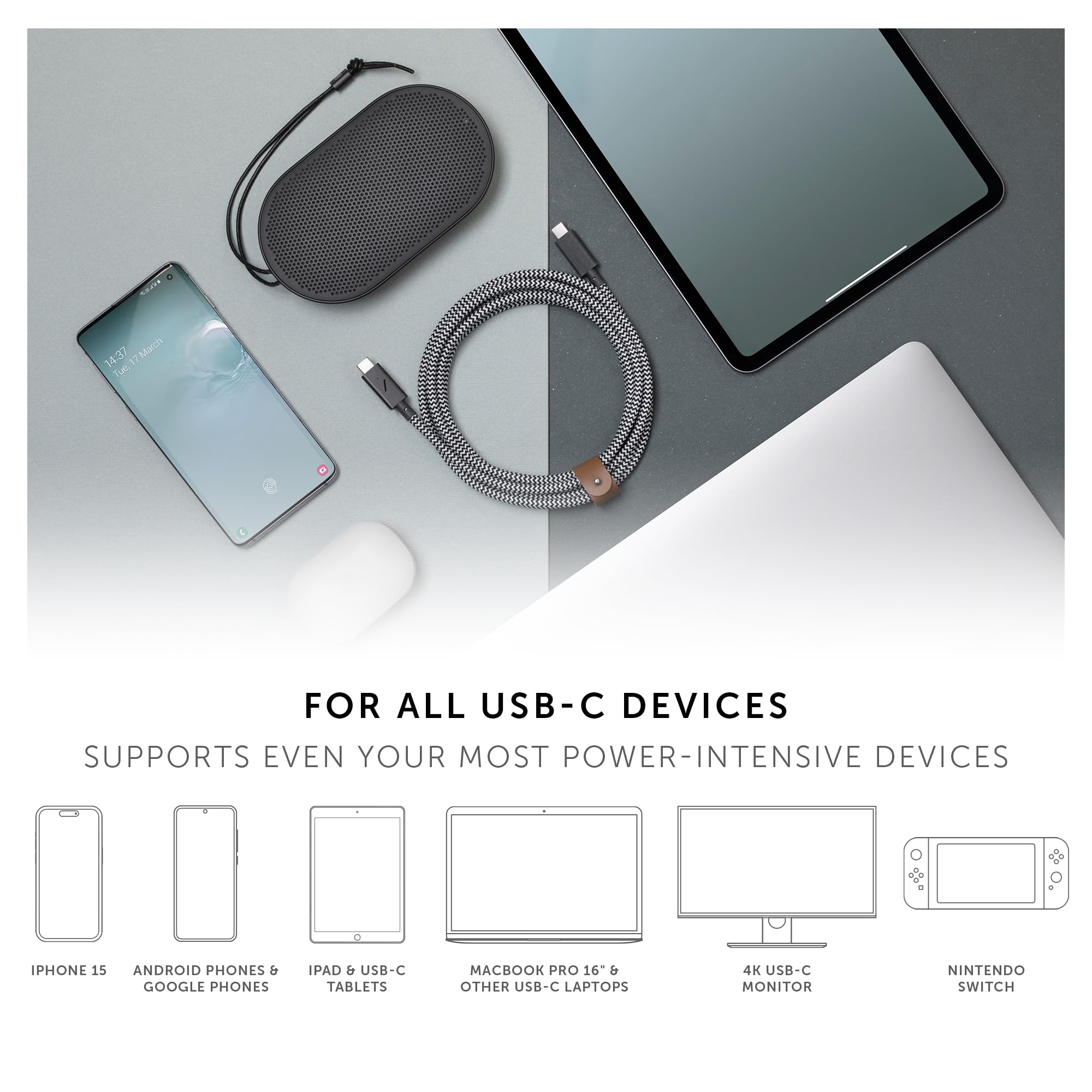 native-union-belt-c-ble-pro-usb-c-usb-c-2-4m-240w-avec-led-et-attache-cuir image 3