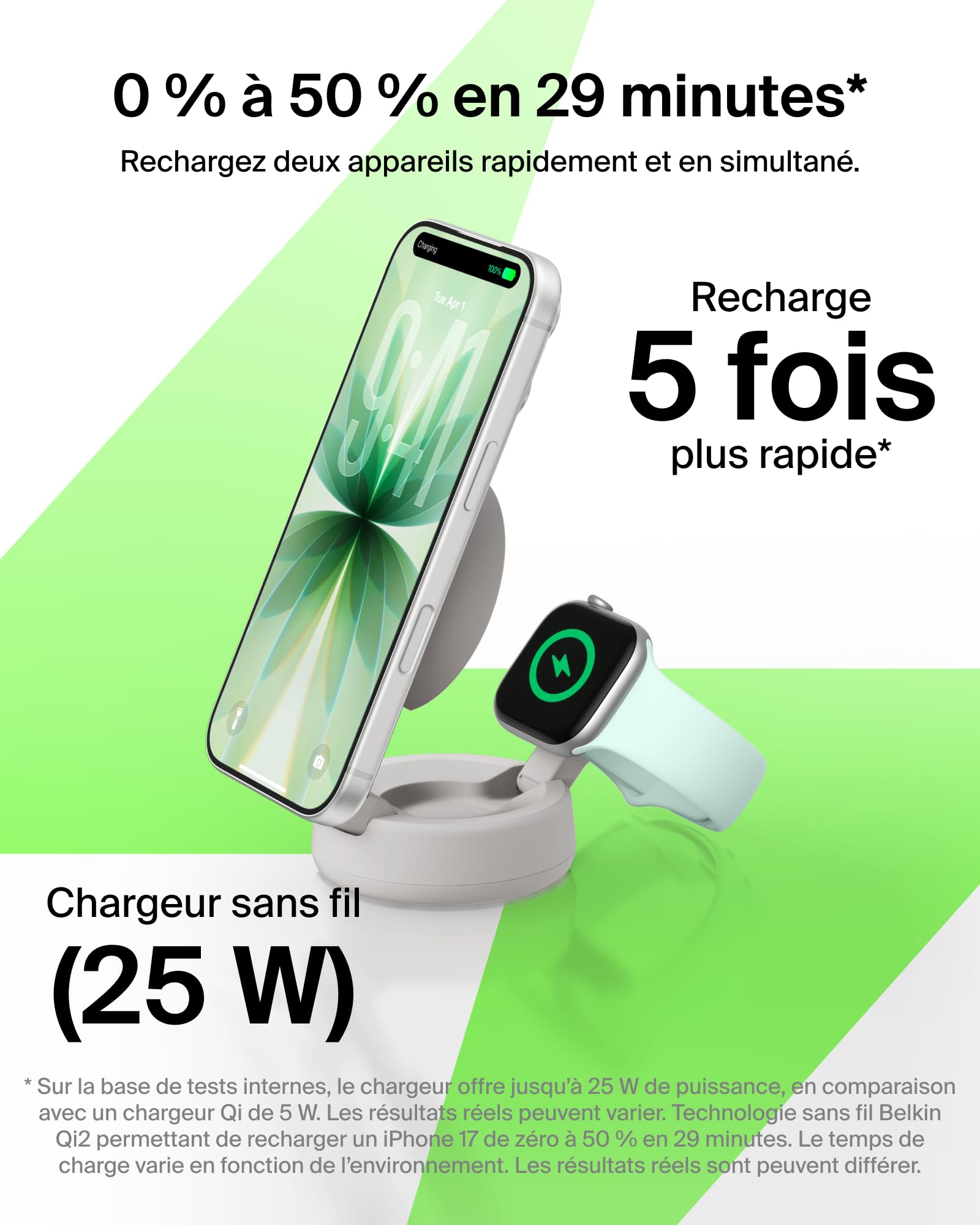 belkin-ultracharge-chargeur-magsafe-2-en-1-25-w-qi2-pliable-pour-iphone-17-et-ap image 2