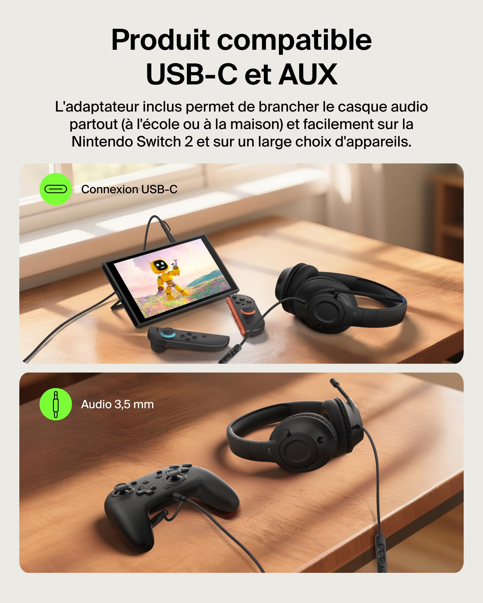 belkin-gaming-casque-audio-filaire-inspire-pour-enfants-usb-c-limiteur-85-db-noi image 4