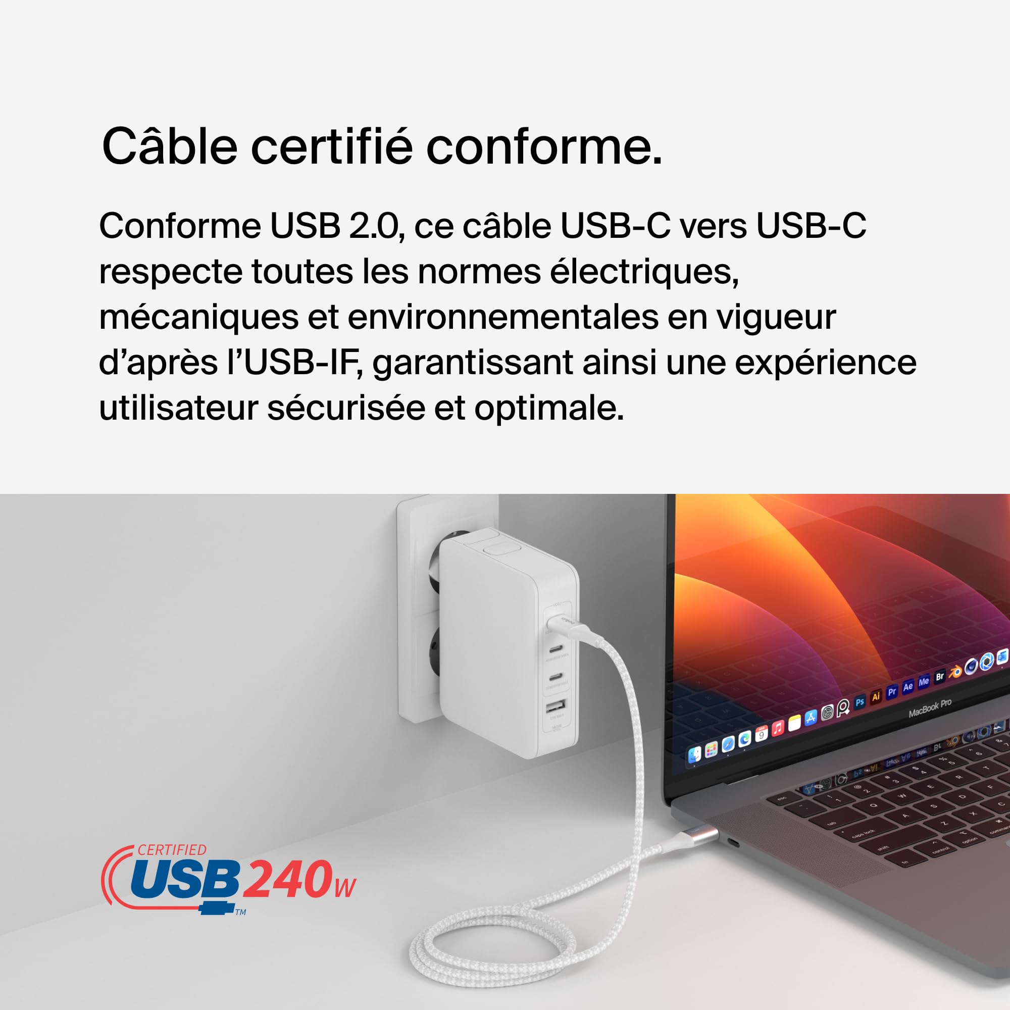 belkin-boostcharge-c-ble-usb-c-vers-usb-c-240-w-1-m-gaine-tress-e-blanc image 4