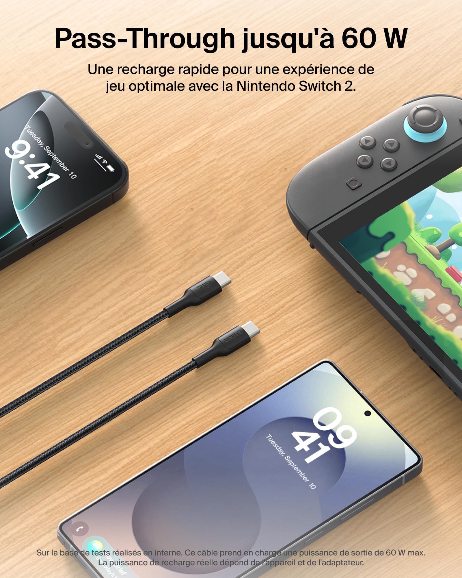 belkin-gaming-c-ble-usb-c-vers-usb-c-60-w-2-m-gaine-tress-e-pour-nintendo-switch image 3