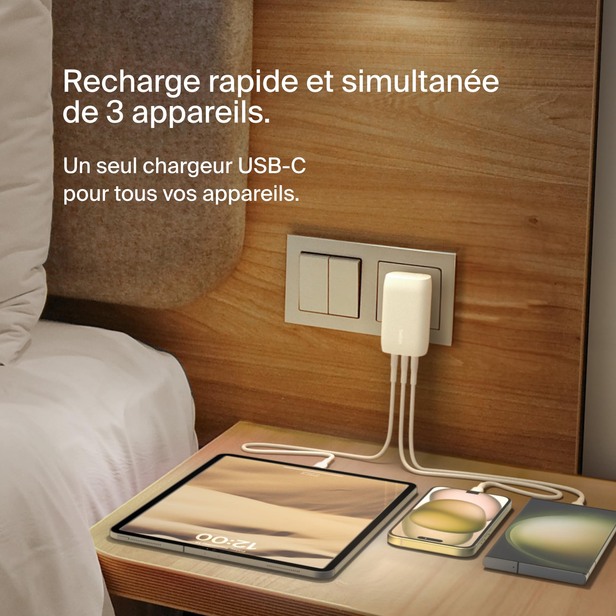 chargeur-belkin-boostcharge-67-w-3-ports-usb-c-pd-3-1-et-pps-blanc image 2