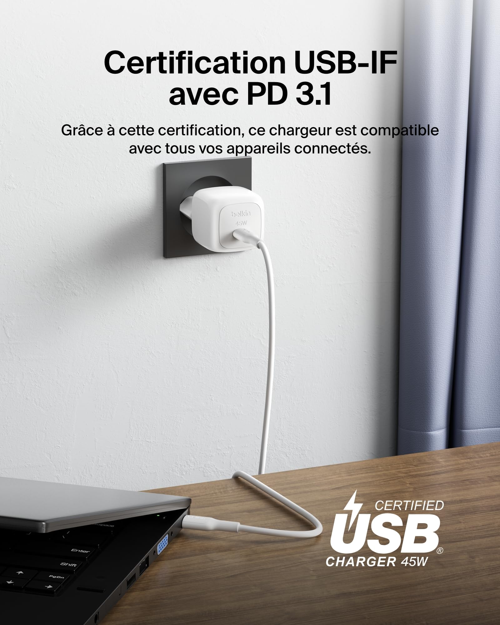 chargeur-belkin-boostcharge-compact-45-w-usb-c-pd-3-1-blanc image 5