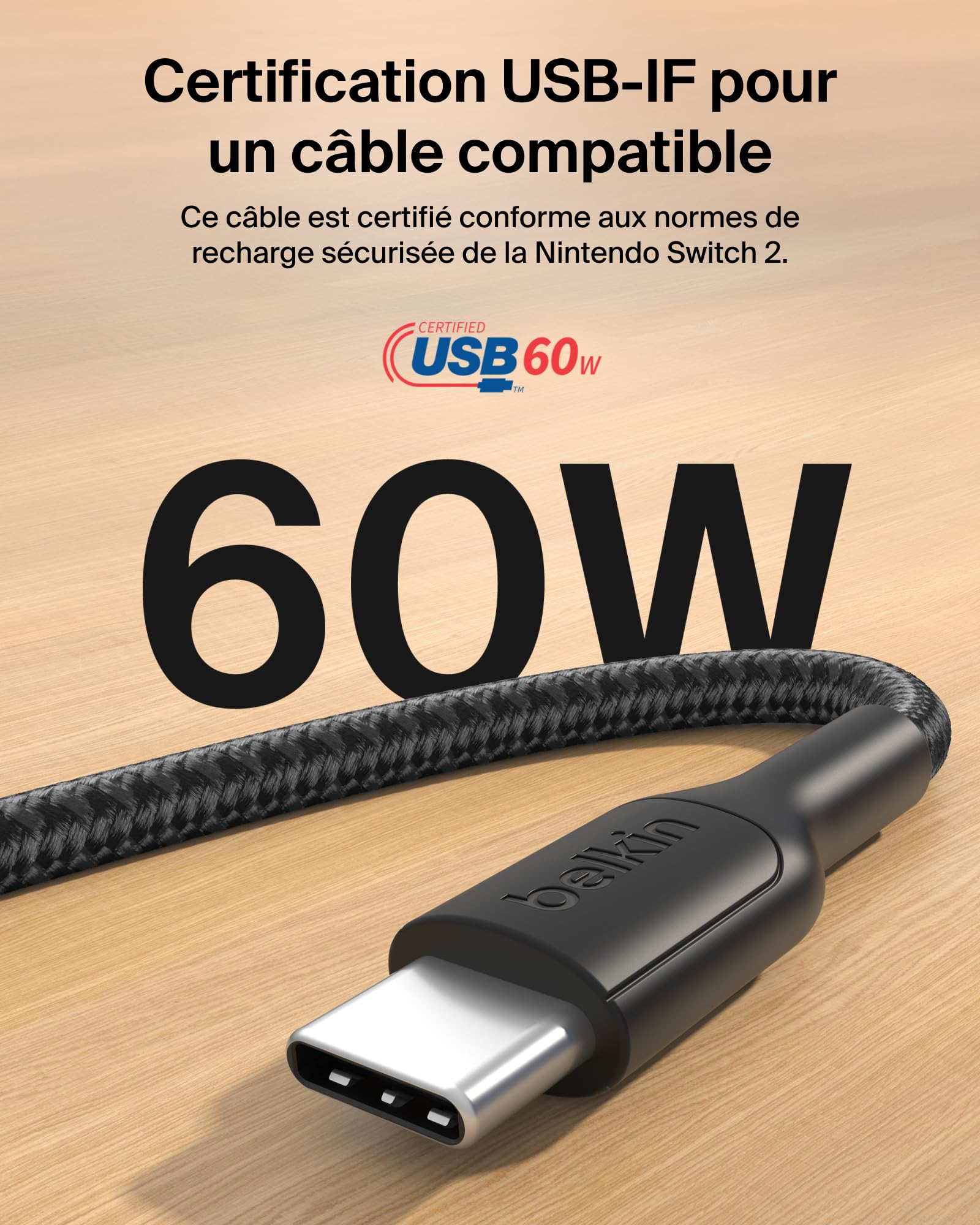 belkin-gaming-c-ble-usb-c-vers-usb-c-60-w-2-m-gaine-tress-e-pour-nintendo-switch image 5