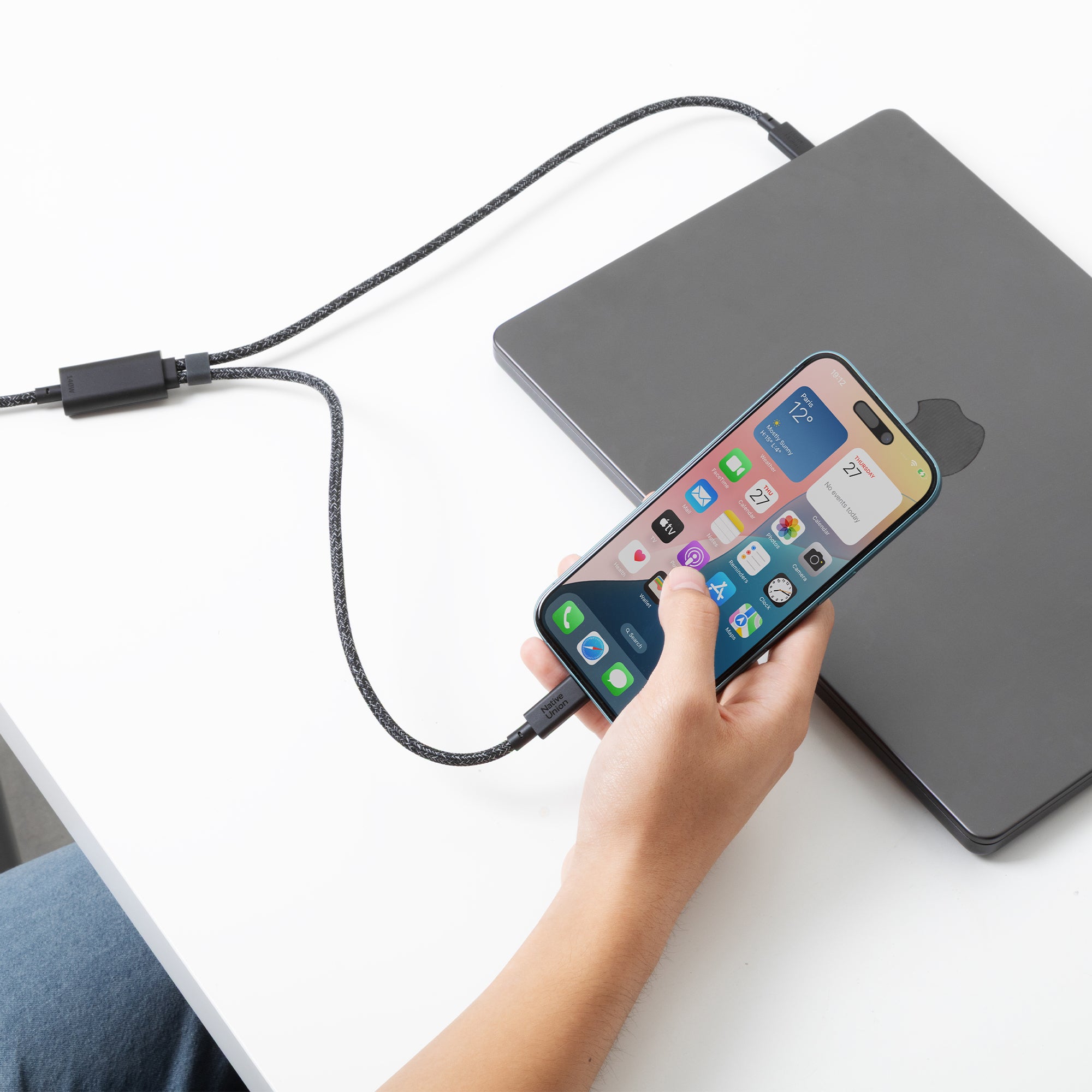 c-ble-2-en-1-belt-cable-native-union-usb-c-vers-usb-c-140w-avec-connecteur-doubl image 3