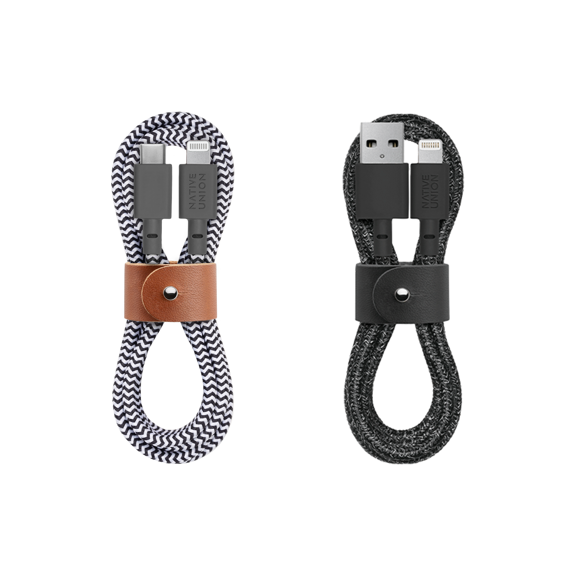 native-union-belt-cable-set-lot-de-deux-c-bles-usb-a-vers-lightning-et-usb-c-ver image 1