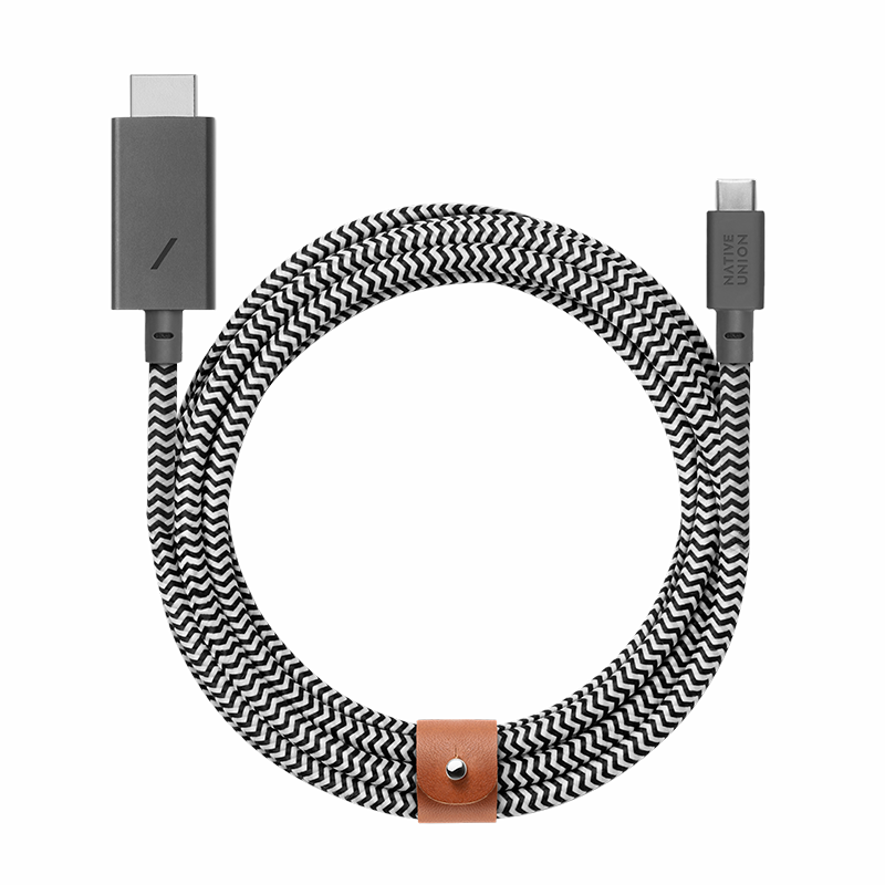 native-union-belt-hdmi-c-ble-hdmi-usb-c-vers-hdmi-4k-3-m-avec-lani-re-en-cuir image 1
