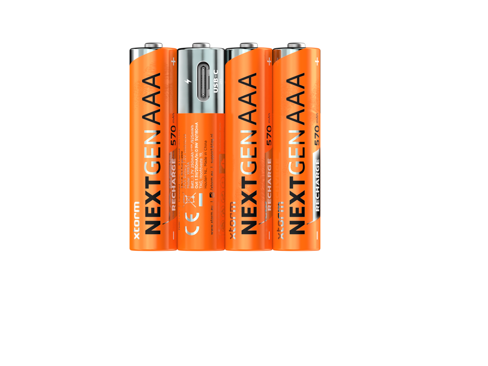 xtorm-piles-rechargeables-aaa-usb-c-lot-de-4-avec-c-ble-4-en-1 image 1